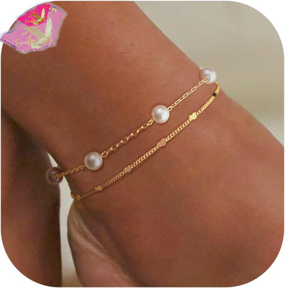 Sterling Silver Anklet Bracelets for Women Waterproof, 925 Sliver Plated CZ & Heart Charm Dainty Layer Anklets for Women Trendy, Simple Chain Anklets Set Gifts for Teen Girl, Jewelry Gifts for Her Women Mom Wife Girlfriend
